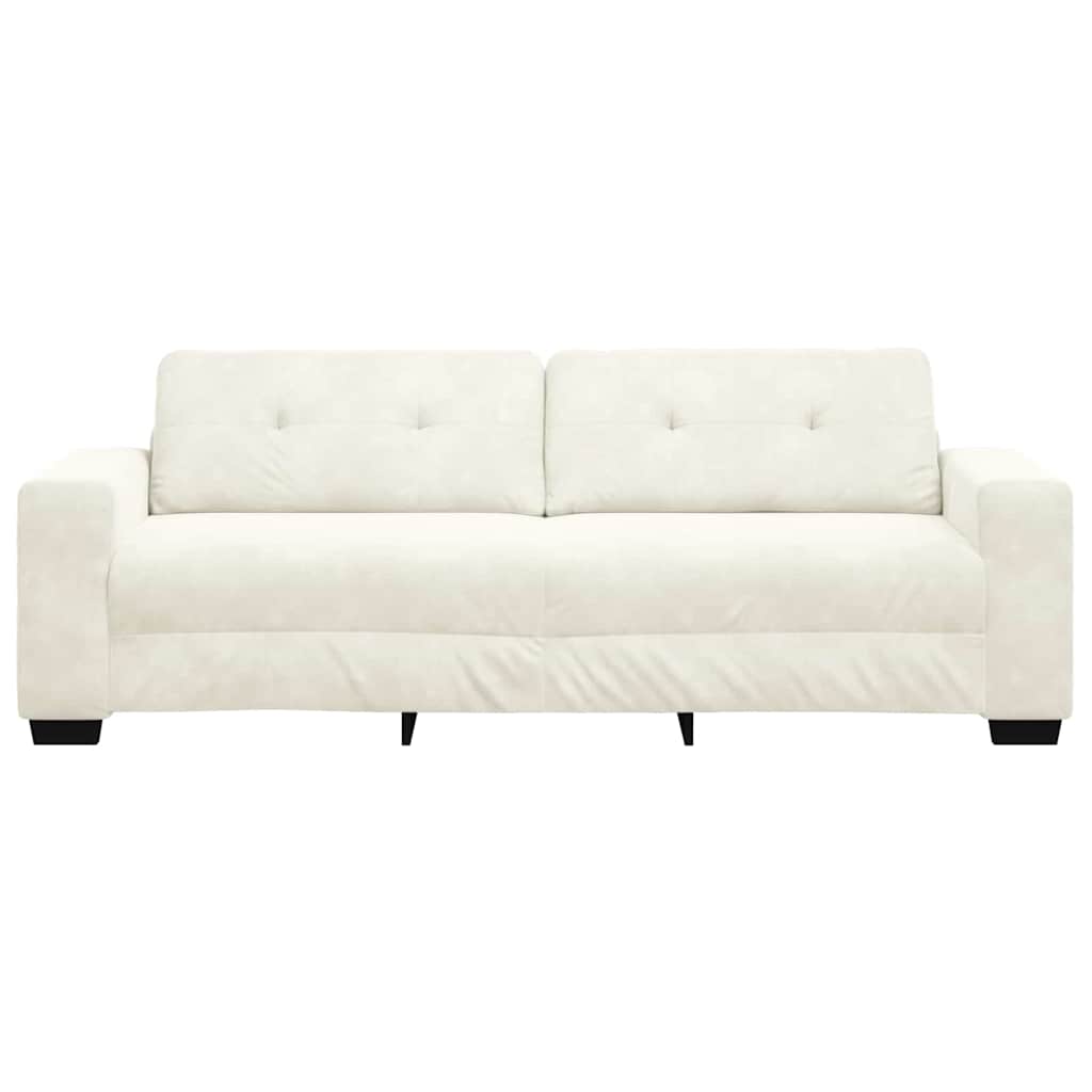 vidaXL 3-Sitzer-Sofa mit Kissen Creme Samt