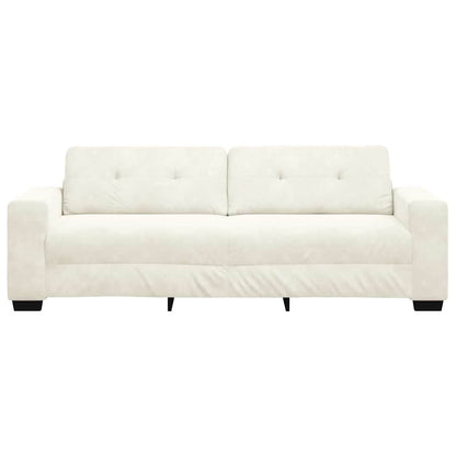 vidaXL 3-Sitzer-Sofa mit Kissen Creme Samt