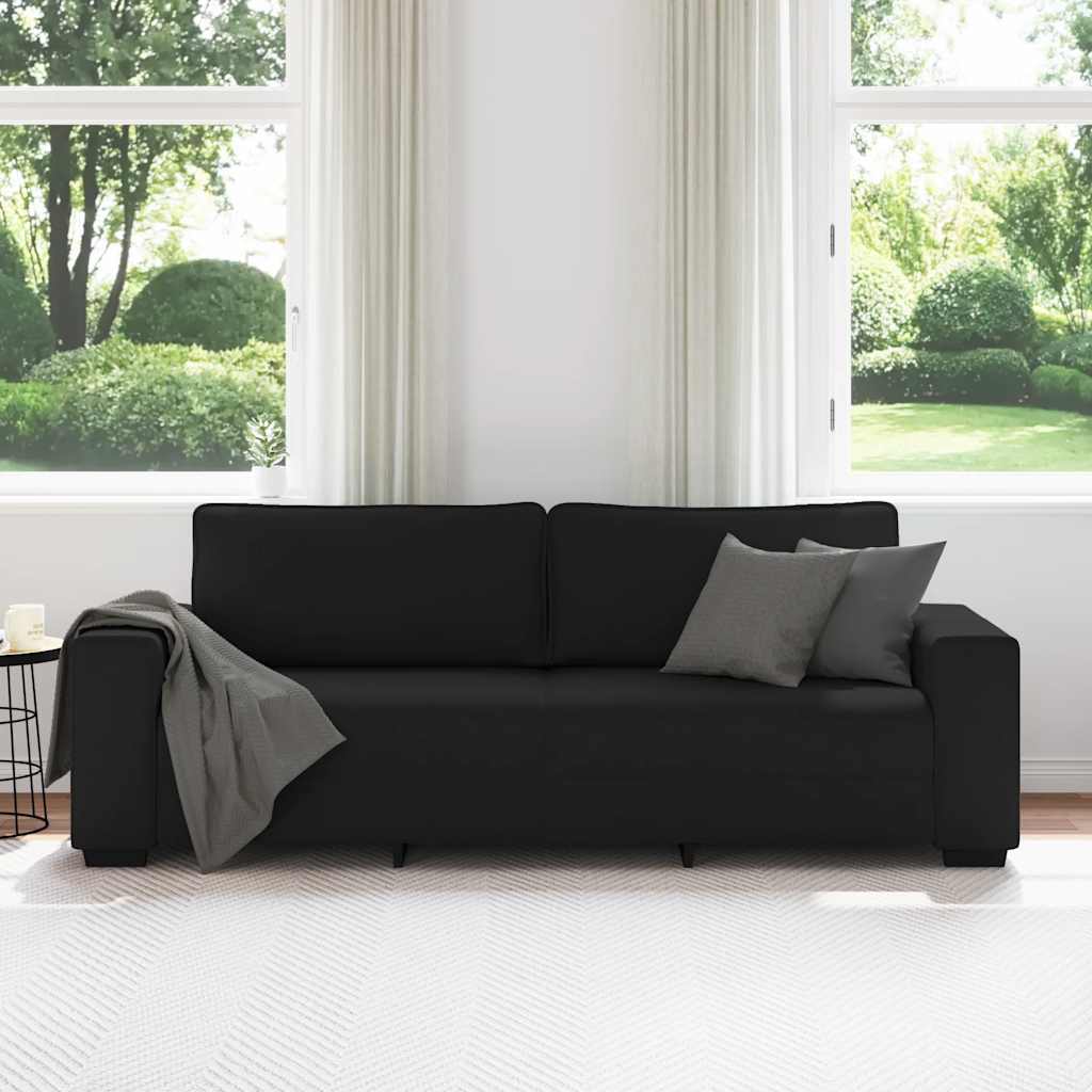 3-Sitzer-Sofa Schwarz 220x77x82 cm Stoff