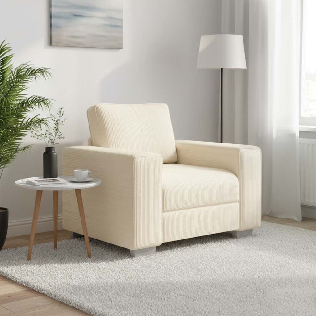 vidaXL Sessel Creme 100x77x82 cm Cordstoff