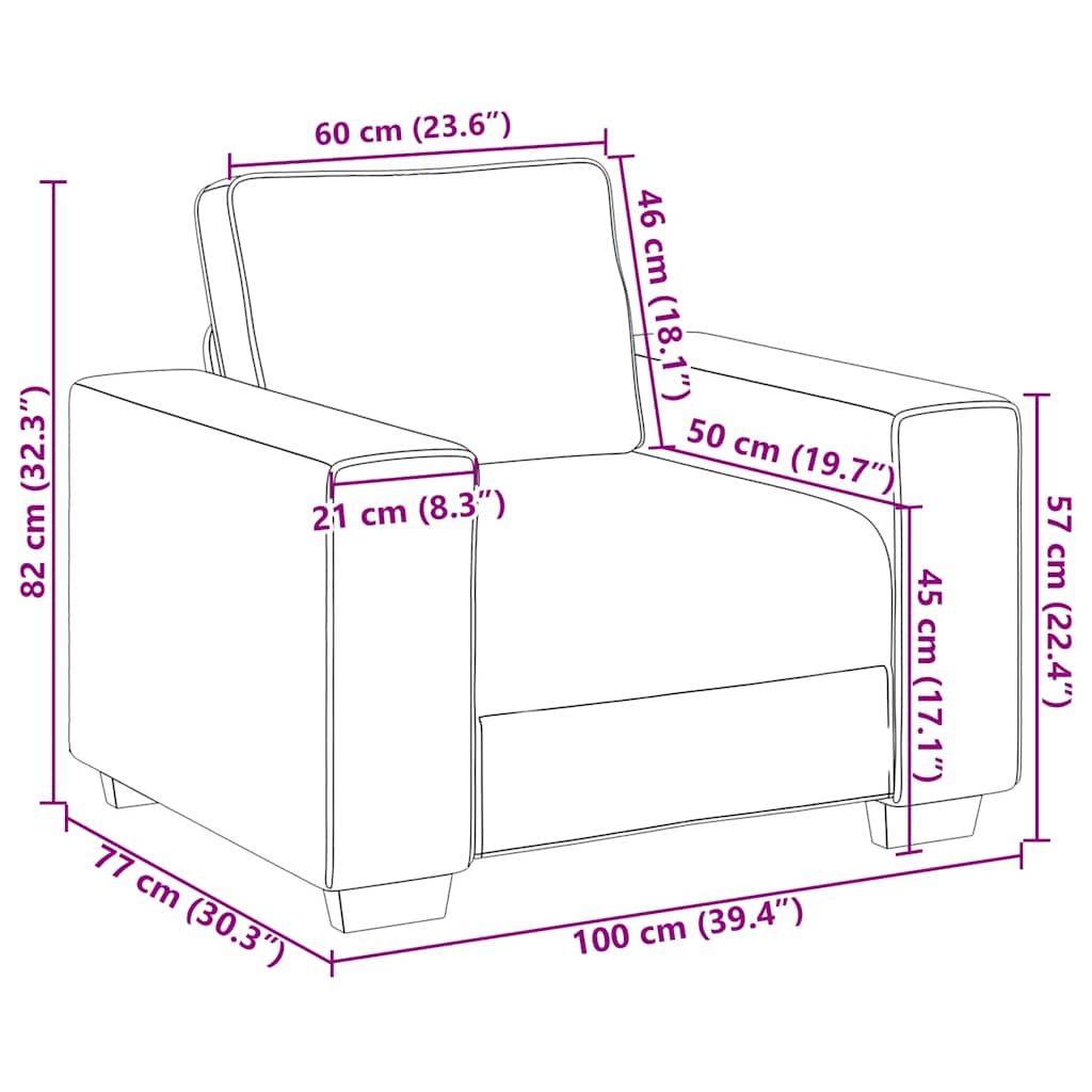 vidaXL Sessel Blau 100x77x82 cm Cordstoff