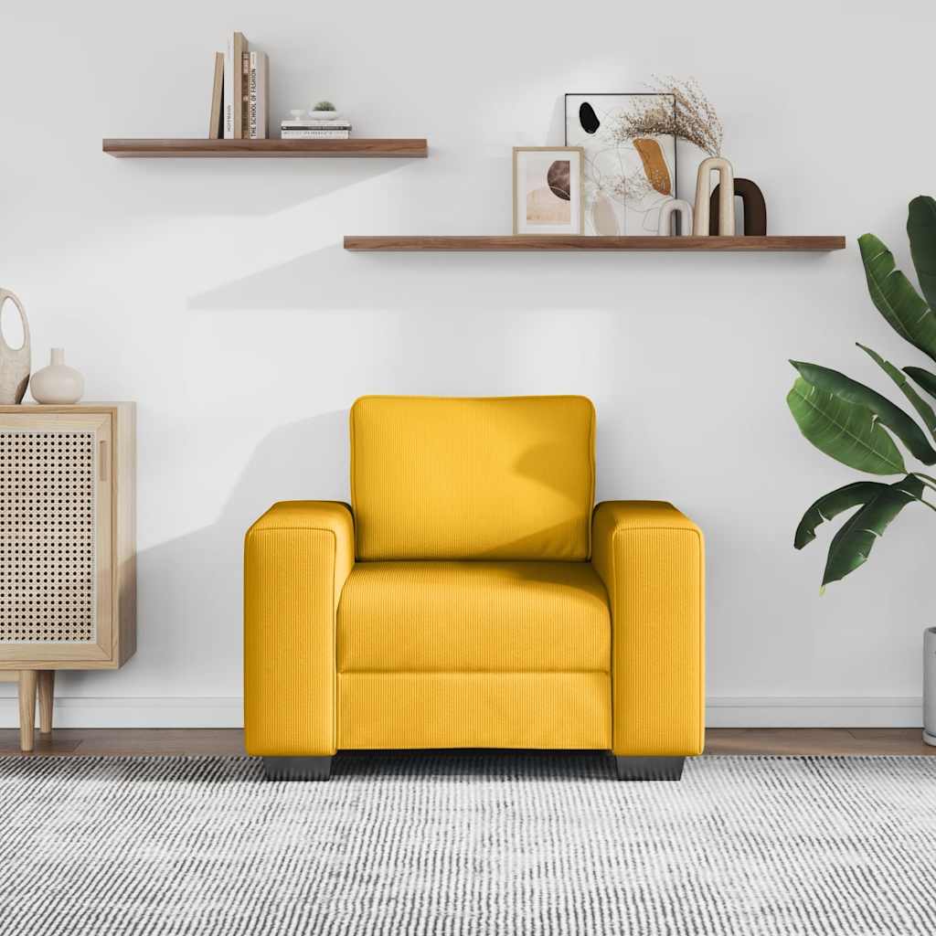 vidaXL Sessel Hellgelb 100x77x82 cm Cordstoff