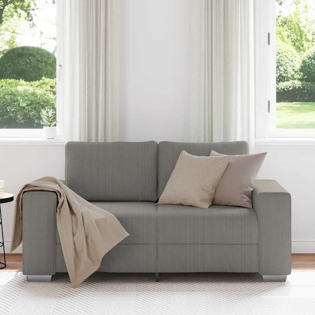 Zweisitzer-Sofa Hellgrau 160x77x82 cm Cordstoff
