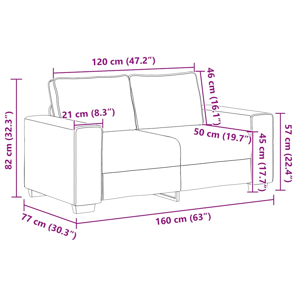 Zweisitzer-Sofa Hellgrau 160x77x82 cm Cordstoff