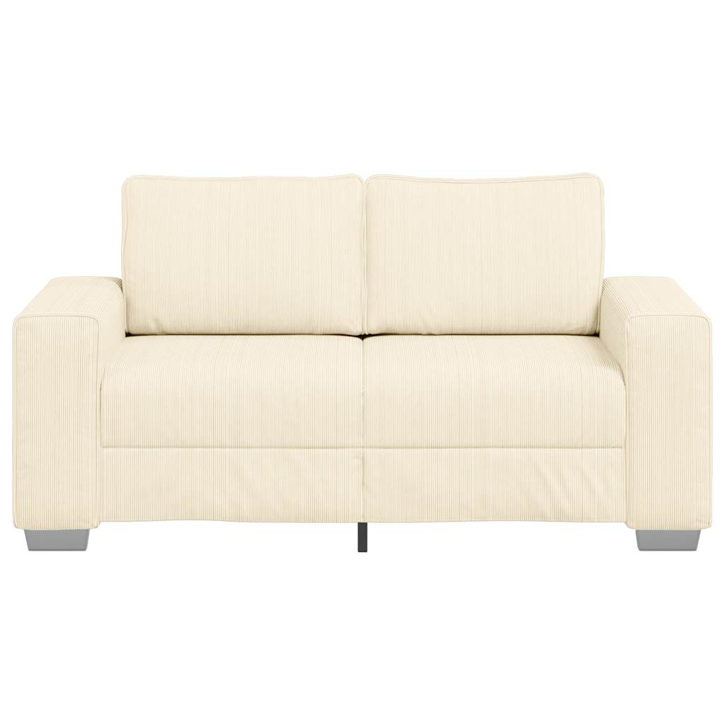 vidaXL Zweisitzer-Sofa Creme 160x77x82 cm Cordstoff