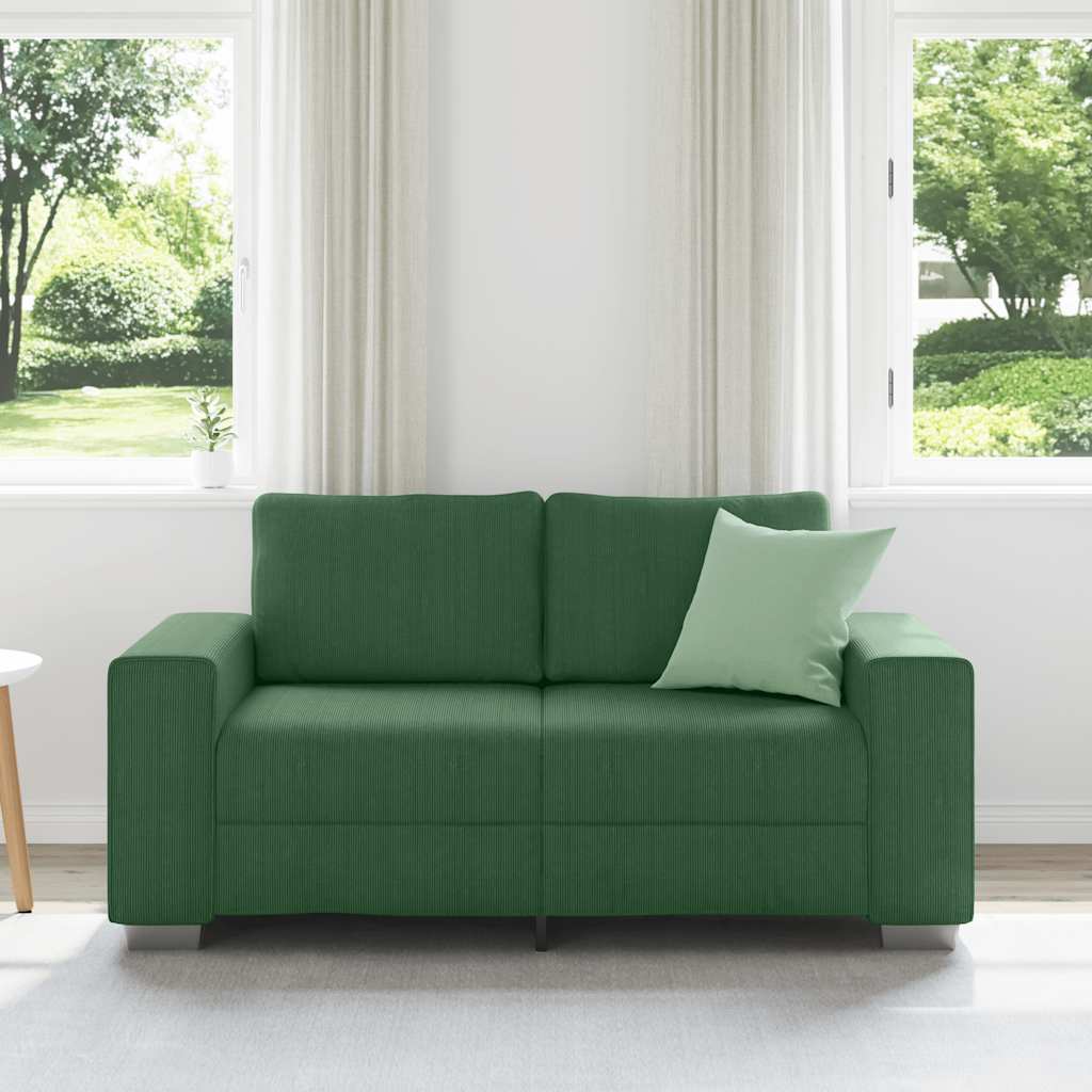 vidaXL Zweisitzer-Sofa Dunkelgrün 160x77x82 cm Cordstoff