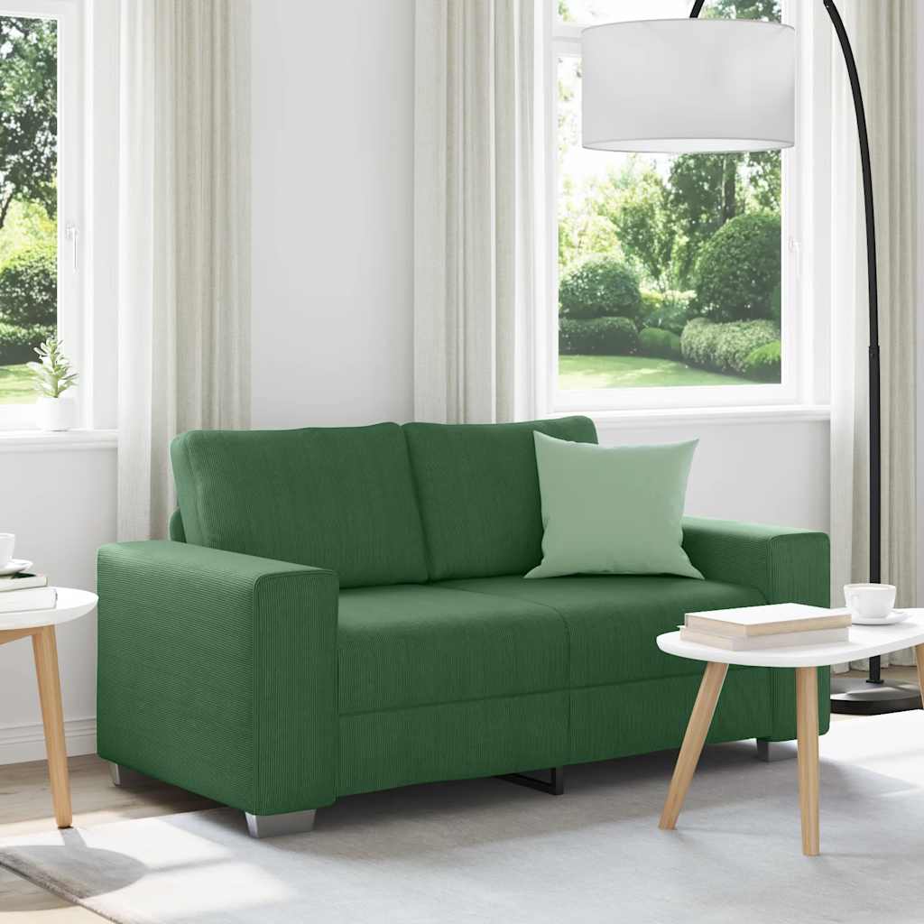 vidaXL Zweisitzer-Sofa Dunkelgrün 160x77x82 cm Cordstoff