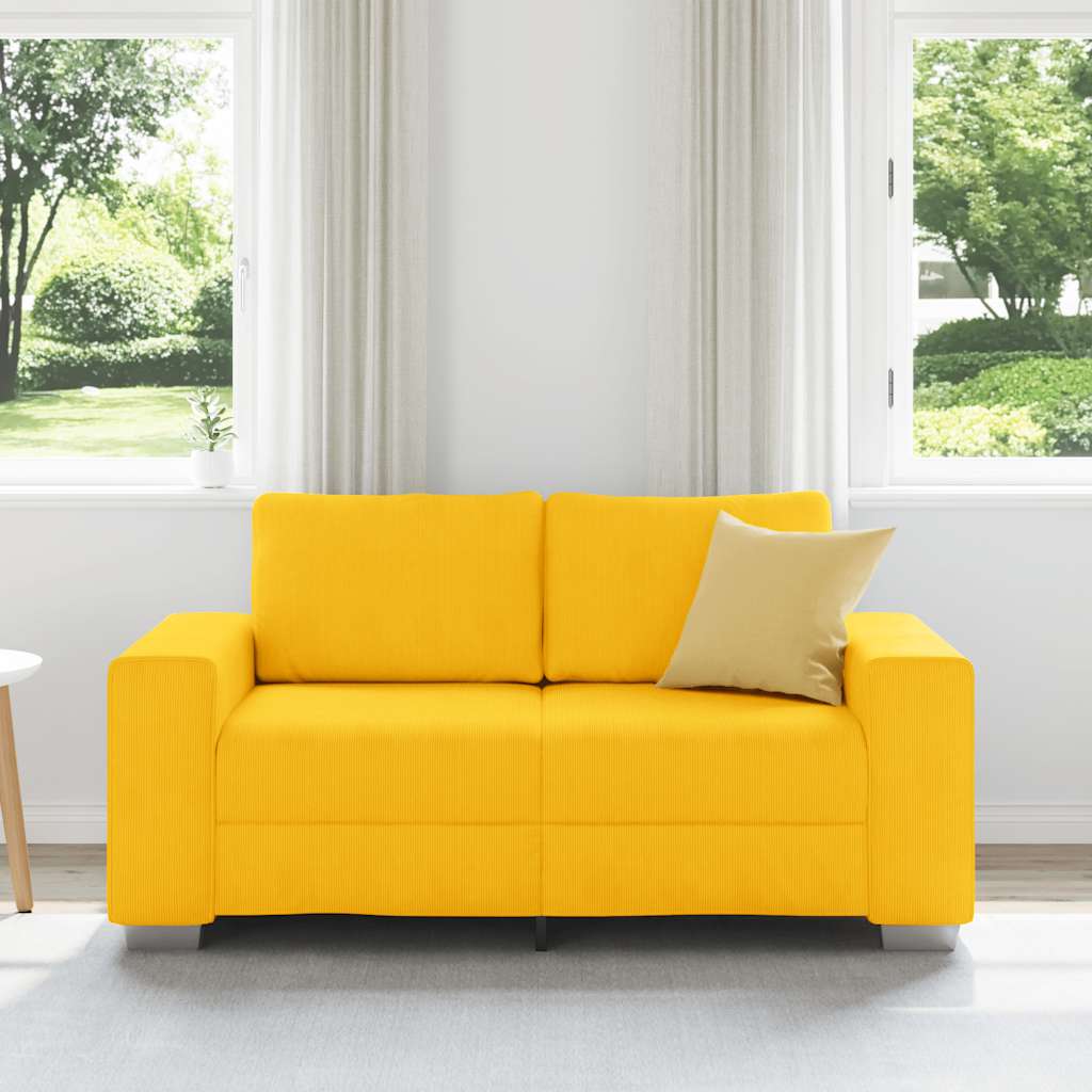 vidaXL Zweisitzer-Sofa Hellgelb 160x77x82 cm Cordstoff