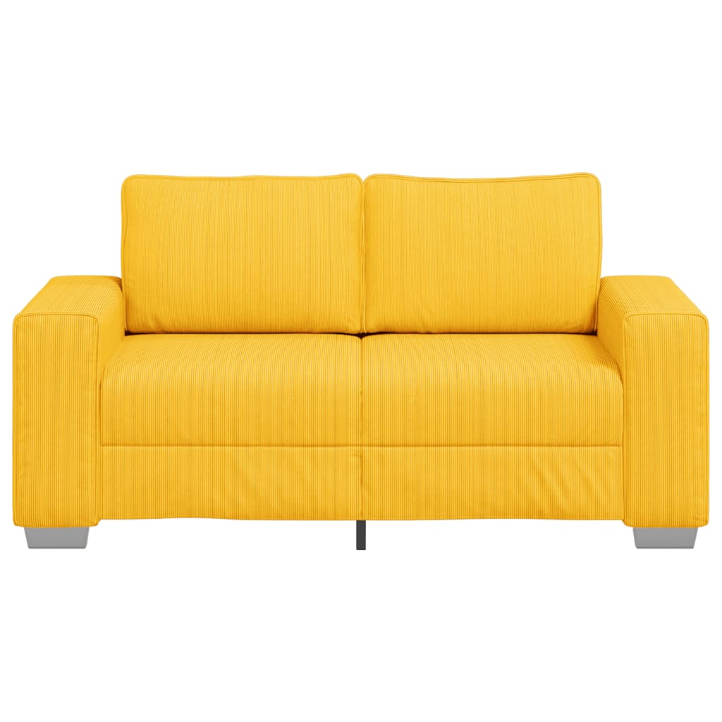 vidaXL Zweisitzer-Sofa Hellgelb 160x77x82 cm Cordstoff
