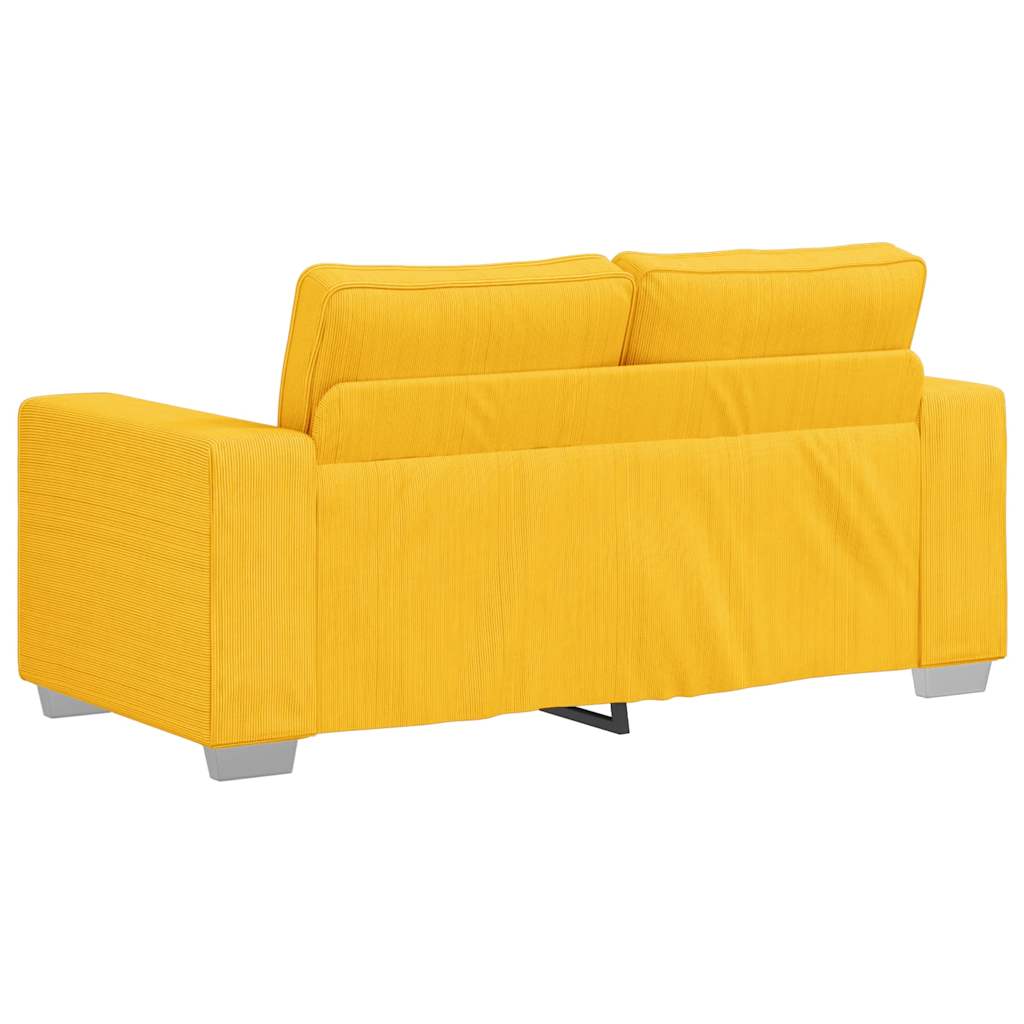 vidaXL Zweisitzer-Sofa Hellgelb 160x77x82 cm Cordstoff