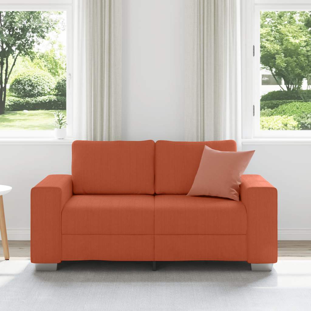 Zweisitzer-Sofa Rot Orange 160x77x82 cm Cordstoff