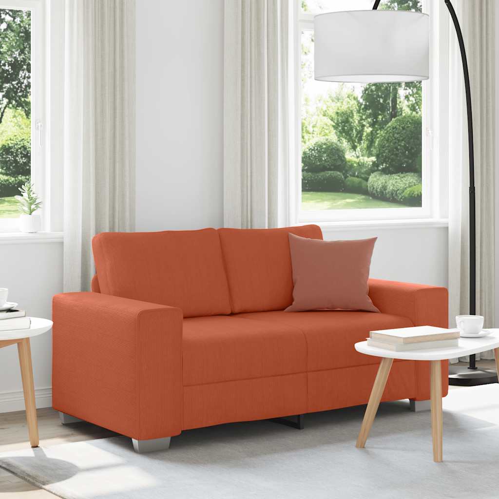 Zweisitzer-Sofa Rot Orange 160x77x82 cm Cordstoff