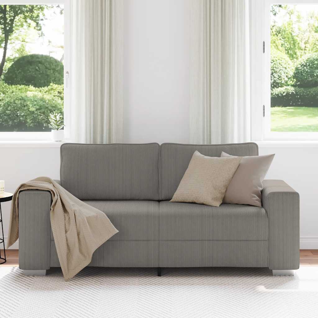 Zweisitzer-Sofa Hellgrau 180x77x82 cm Cordstoff