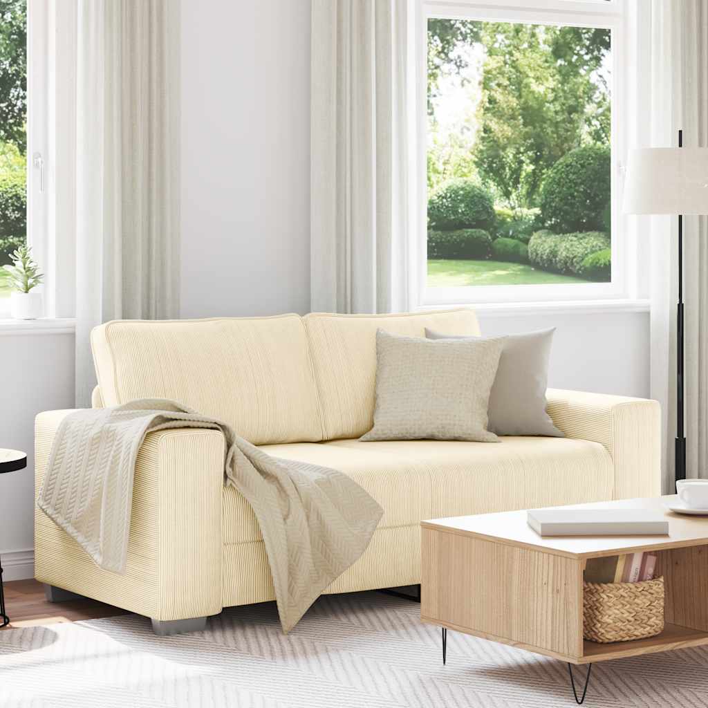 vidaXL Zweisitzer-Sofa Creme 180x77x82 cm Cordstoff