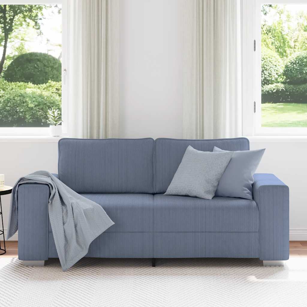vidaXL Zweisitzer-Sofa Blau 180x77x82 cm Cordstoff
