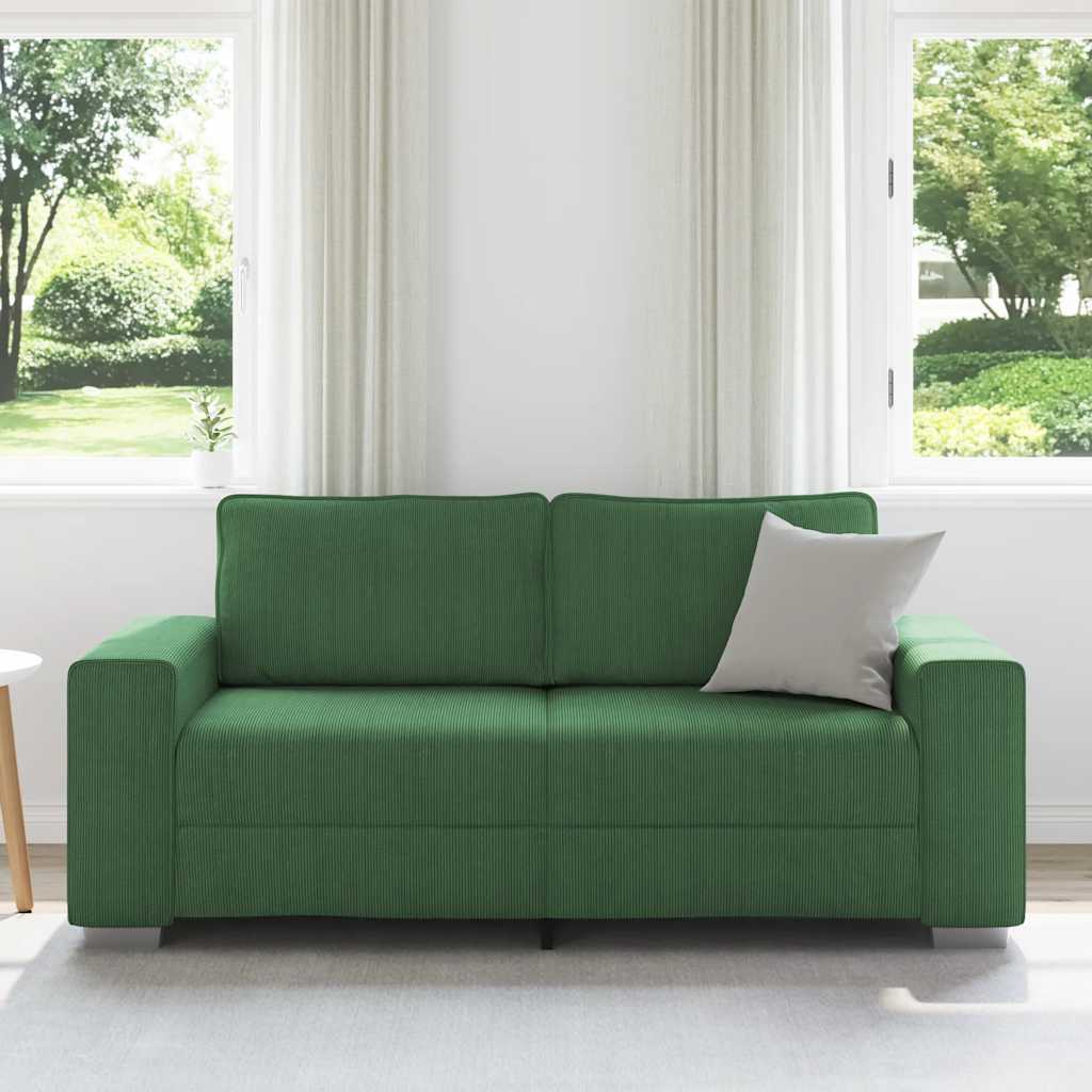vidaXL Canapé deux places vert foncé 180x77x82 cm Tissu côtelé