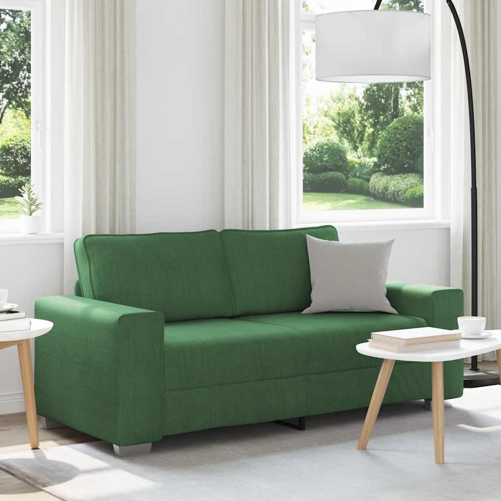vidaXL Canapé deux places vert foncé 180x77x82 cm Tissu côtelé