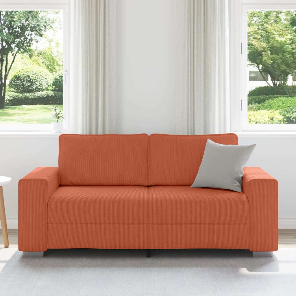 Zweisitzer-Sofa Rot Orange 180x77x82 cm Cordstoff
