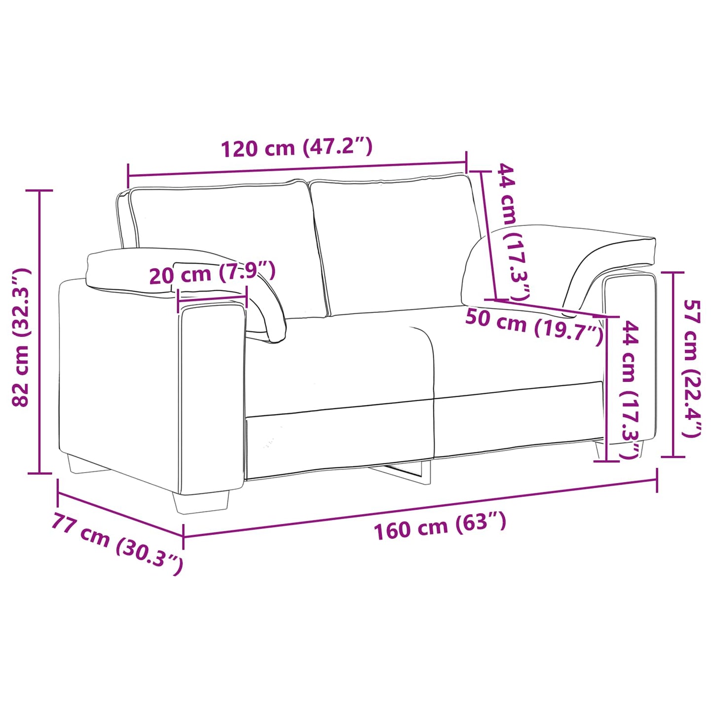 Sofa Hellgrau 160 x 80 x 82 cm Stoff