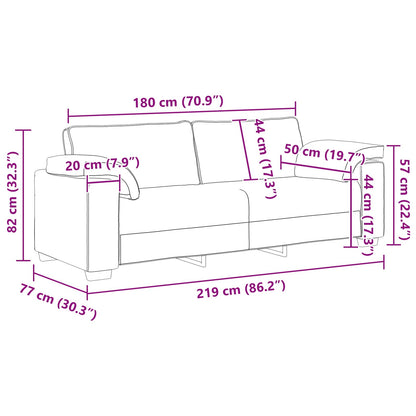 vidaXL Canapé vert foncé 219 x 80 x 82 cm Tissu