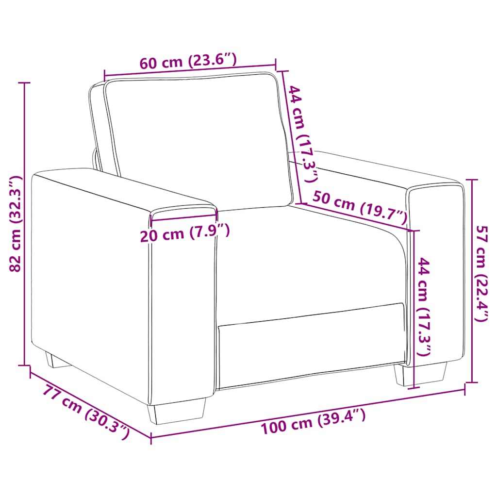 vidaXL Sessel Hellgrau 100x77x82 cm Samt