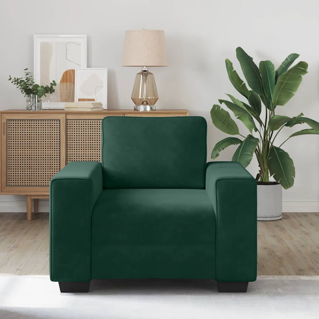 Sessel Dunkelgrün 100x77x82 cm Samt