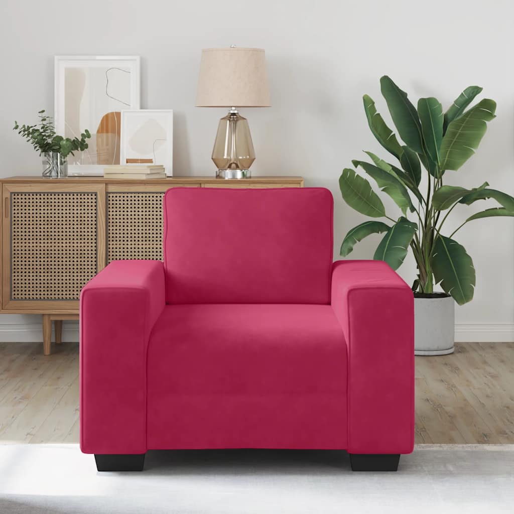 vidaXL Sessel Weinrot 100x77x82 cm Samt