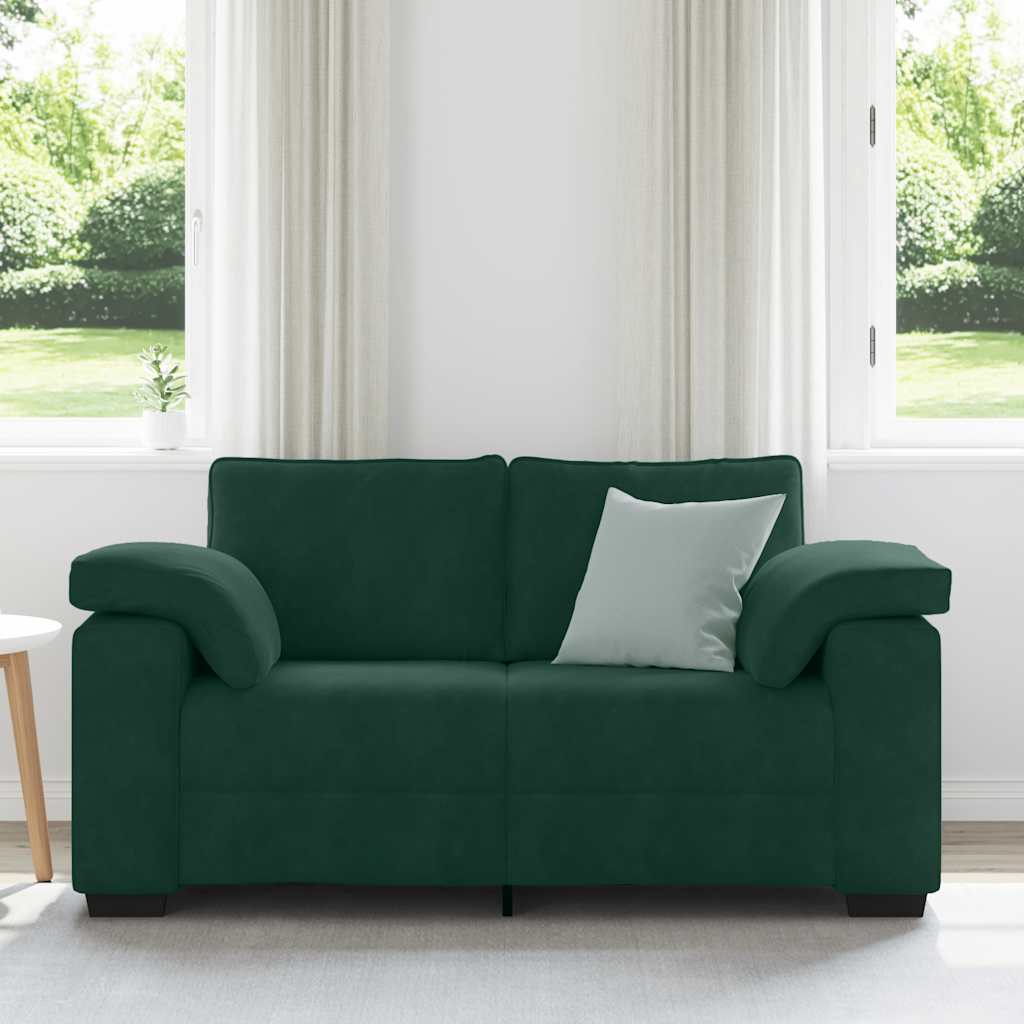 vidaXL Canapé à 2 places vert foncé 160x77x82 cm Velours