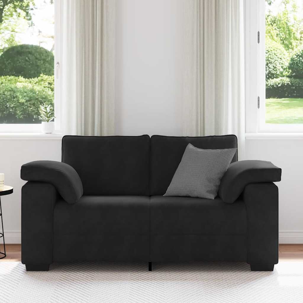 vidaXL Zweisitzer-Sofa Schwarz 160x77x82 cm Samt