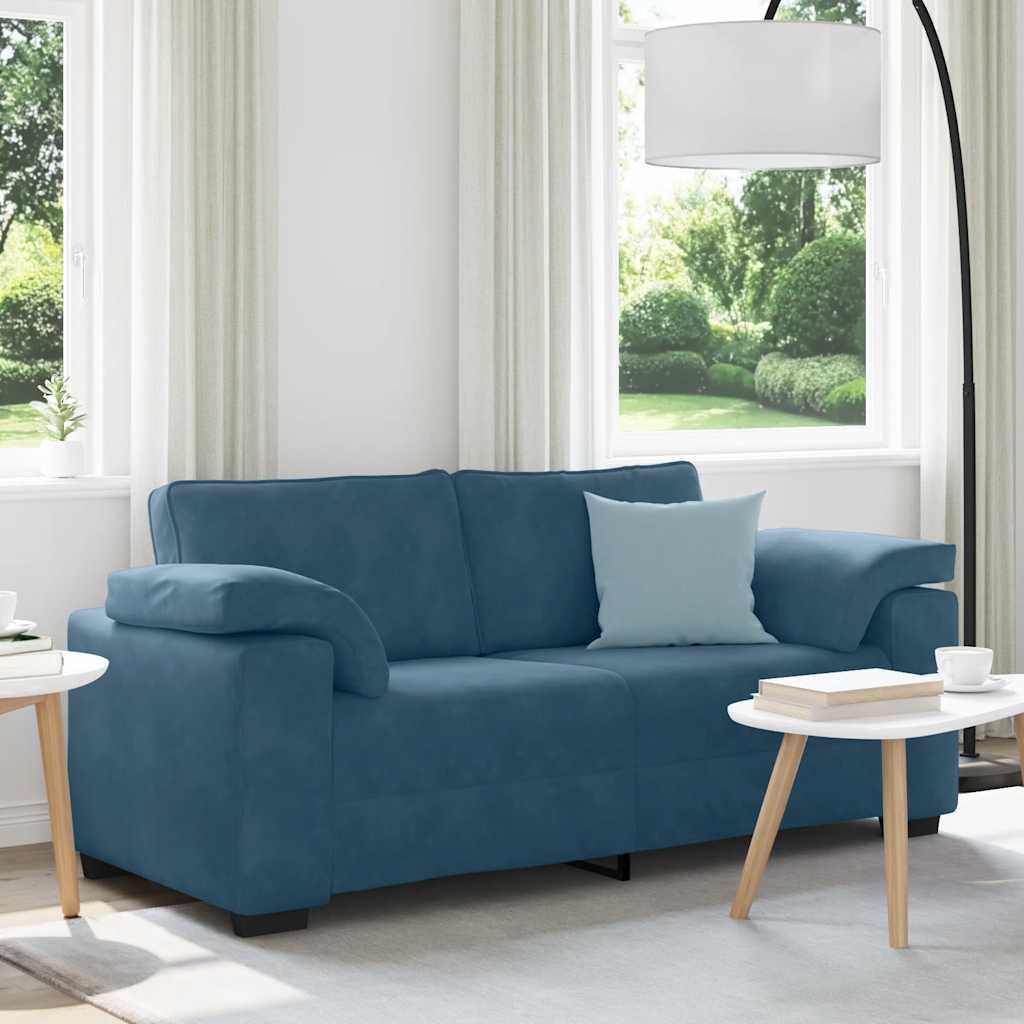 vidaXL Zweisitzer-Sofa Blau 180x77x82 cm Samt