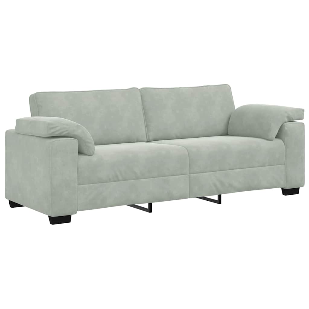 3-Sitzer-Sofa Hellgrau 220x77x82 cm Samt