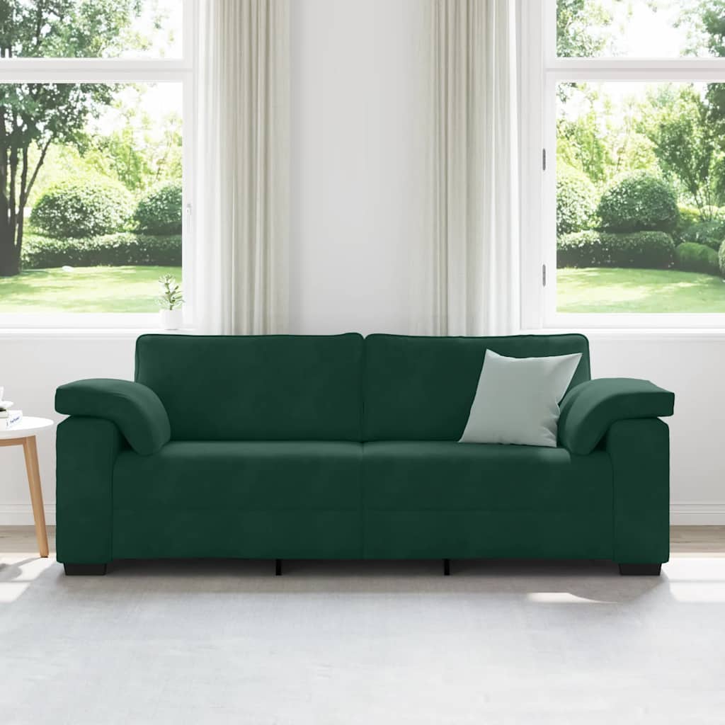 vidaXL 3-Sitzer-Sofa Dunkelgrün 220x77x82 cm Samt