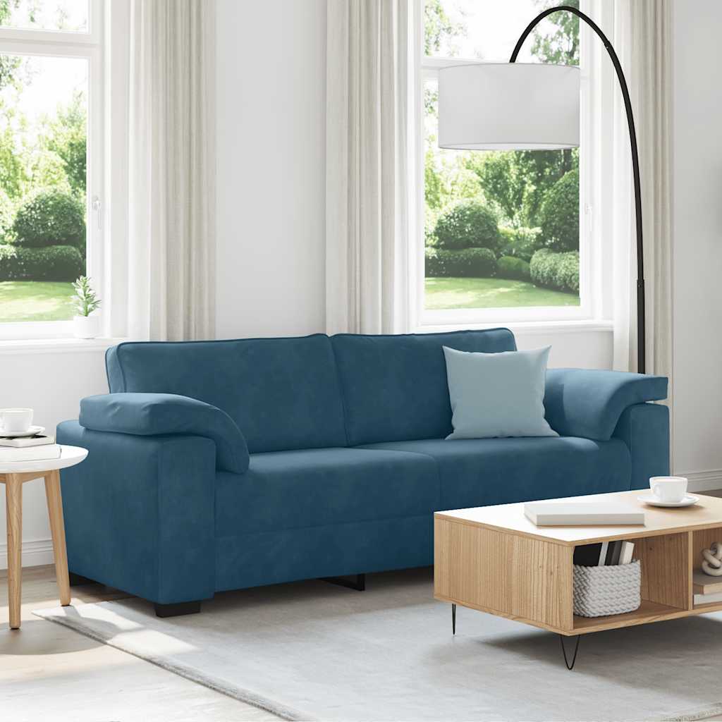 3-Sitzer-Sofa Blau 220x77x82 cm Samt