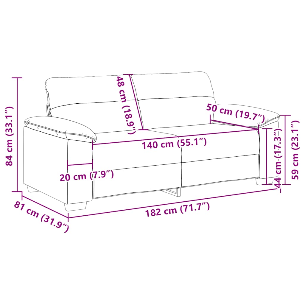 vidaXL 2-Sitzer-Sofa Weinrot 180x81x84 cm Stoff