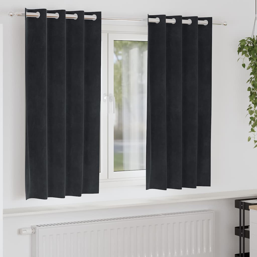 Verdunkelungsvorhänge 2 pcs Schwarz 140 x 175 cm Samt