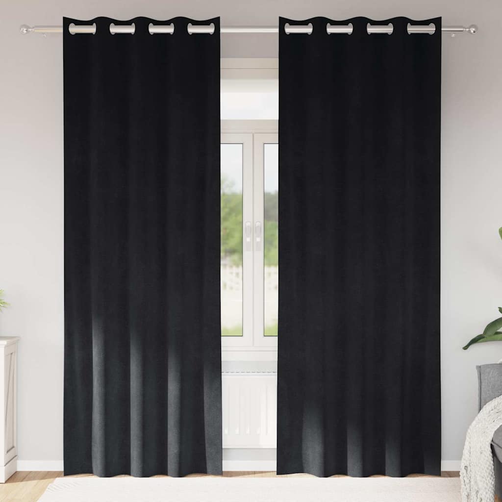 Verdunkelungsvorhänge 2 pcs Schwarz 140 x 245 cm Samt