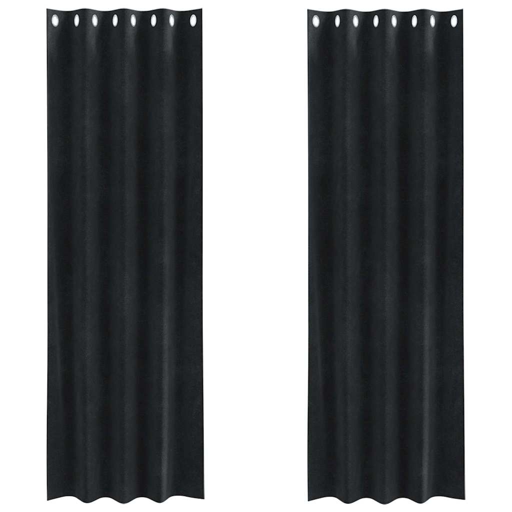vidaXL Verdunkelungsvorhänge 2 pcs Schwarz 140 x 260 cm Samt