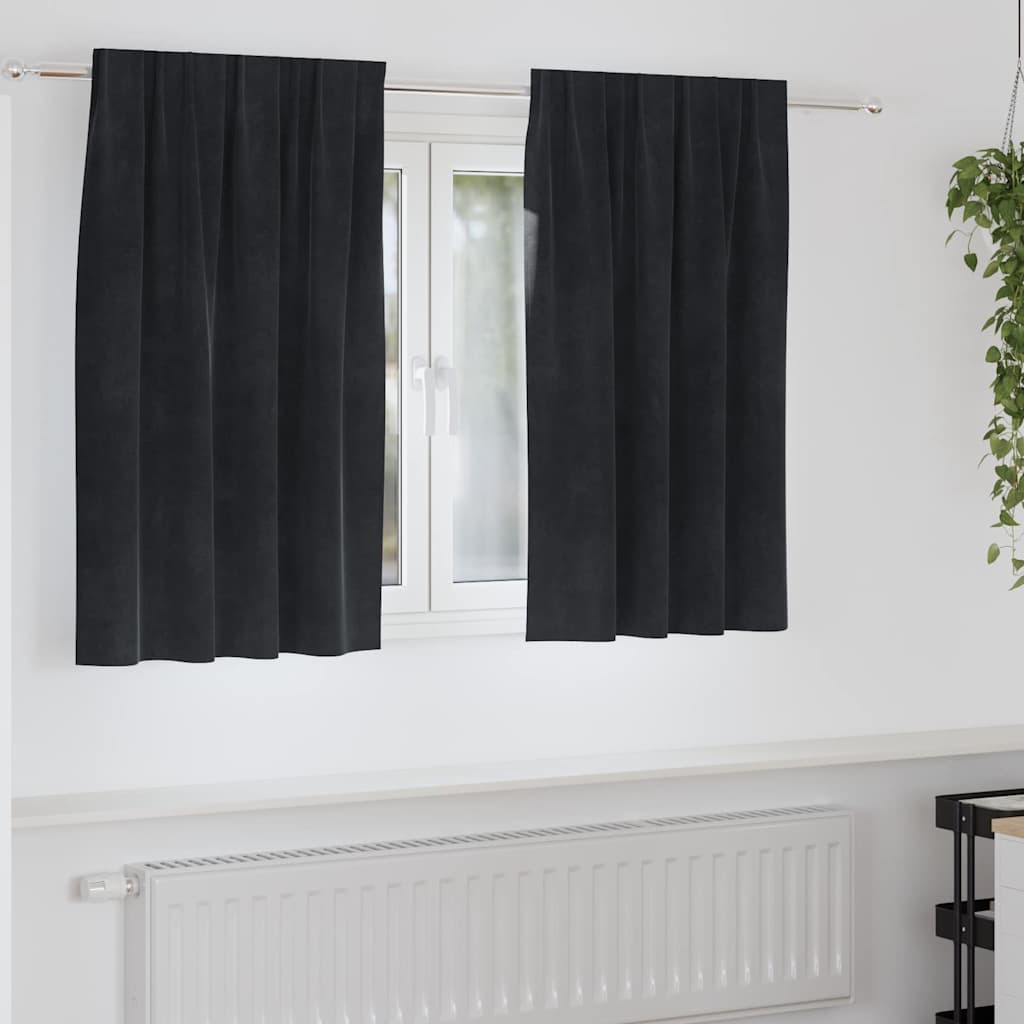 vidaXL Verdunkelungsvorhänge 2 pcs Schwarz 140 x 140 cm Samt