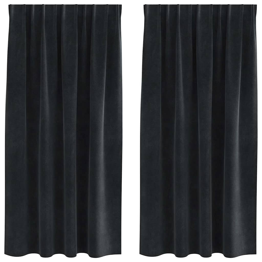 vidaXL Verdunkelungsvorhänge 2 pcs Schwarz 140 x 175 cm Samt