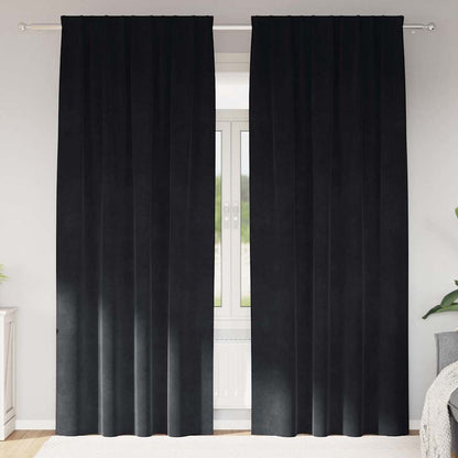 vidaXL Verdunkelungsvorhänge 2 pcs Schwarz 140 x 225 cm Samt