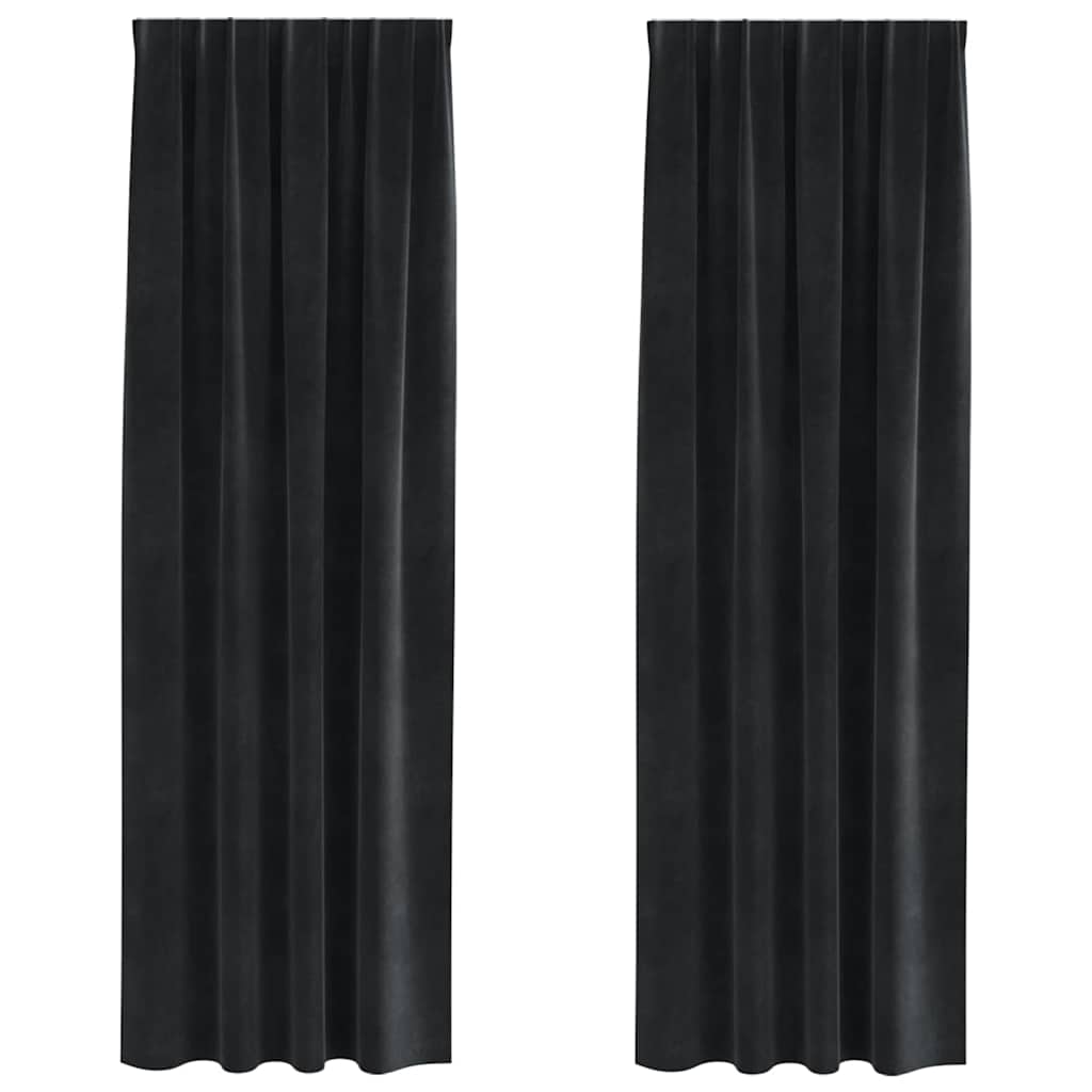 vidaXL Verdunkelungsvorhänge 2 pcs Schwarz 140 x 245 cm Samt