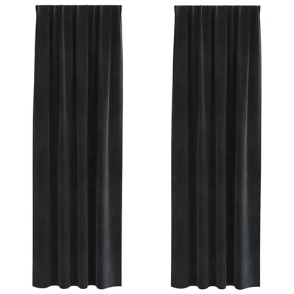 vidaXL Verdunkelungsvorhänge 2 pcs Schwarz 140 x 245 cm Samt