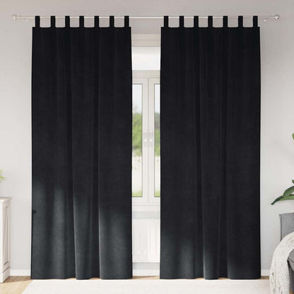 vidaXL Verdunkelungsvorhänge 2 pcs Schwarz 140 x 225 cm Samt