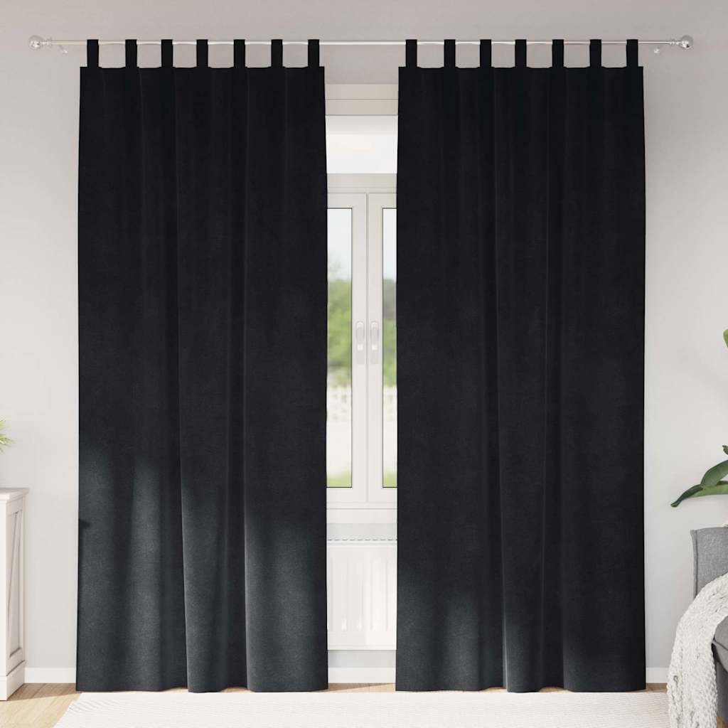 vidaXL Verdunkelungsvorhänge 2 pcs Schwarz 140 x 260 cm Samt