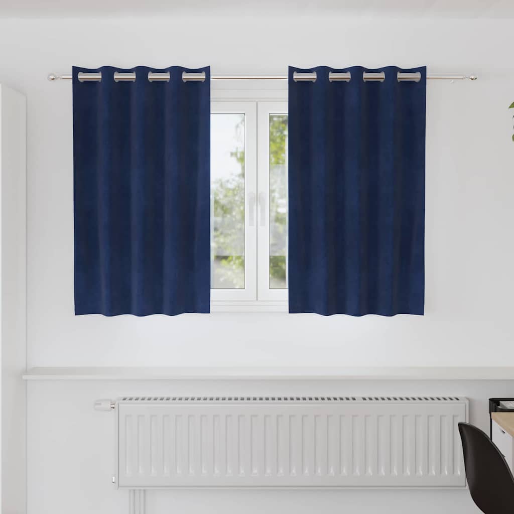 vidaXL Verdunkelungsvorhänge 2 pcs Dunkelblau 140 x 140 cm Samt