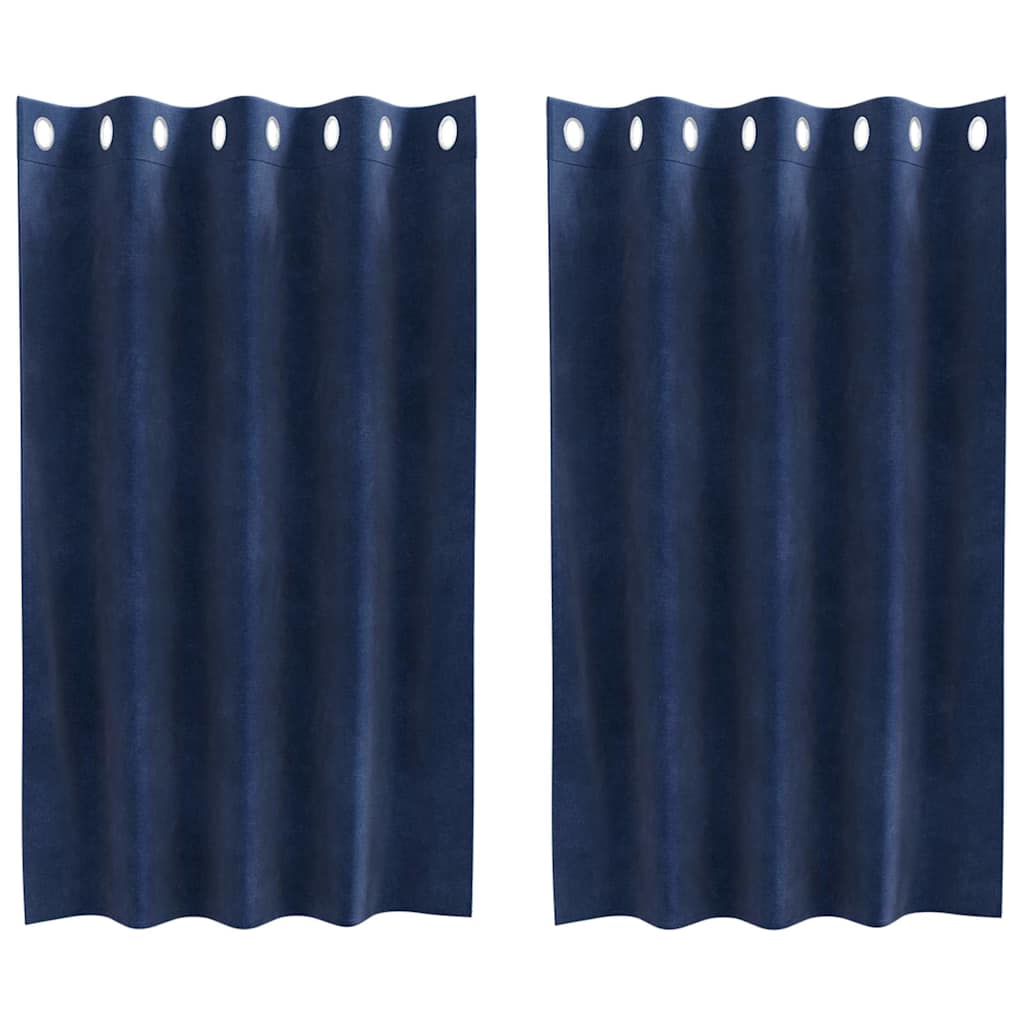 vidaXL Verdunkelungsvorhänge 2 pcs Dunkelblau 140 x 140 cm Samt