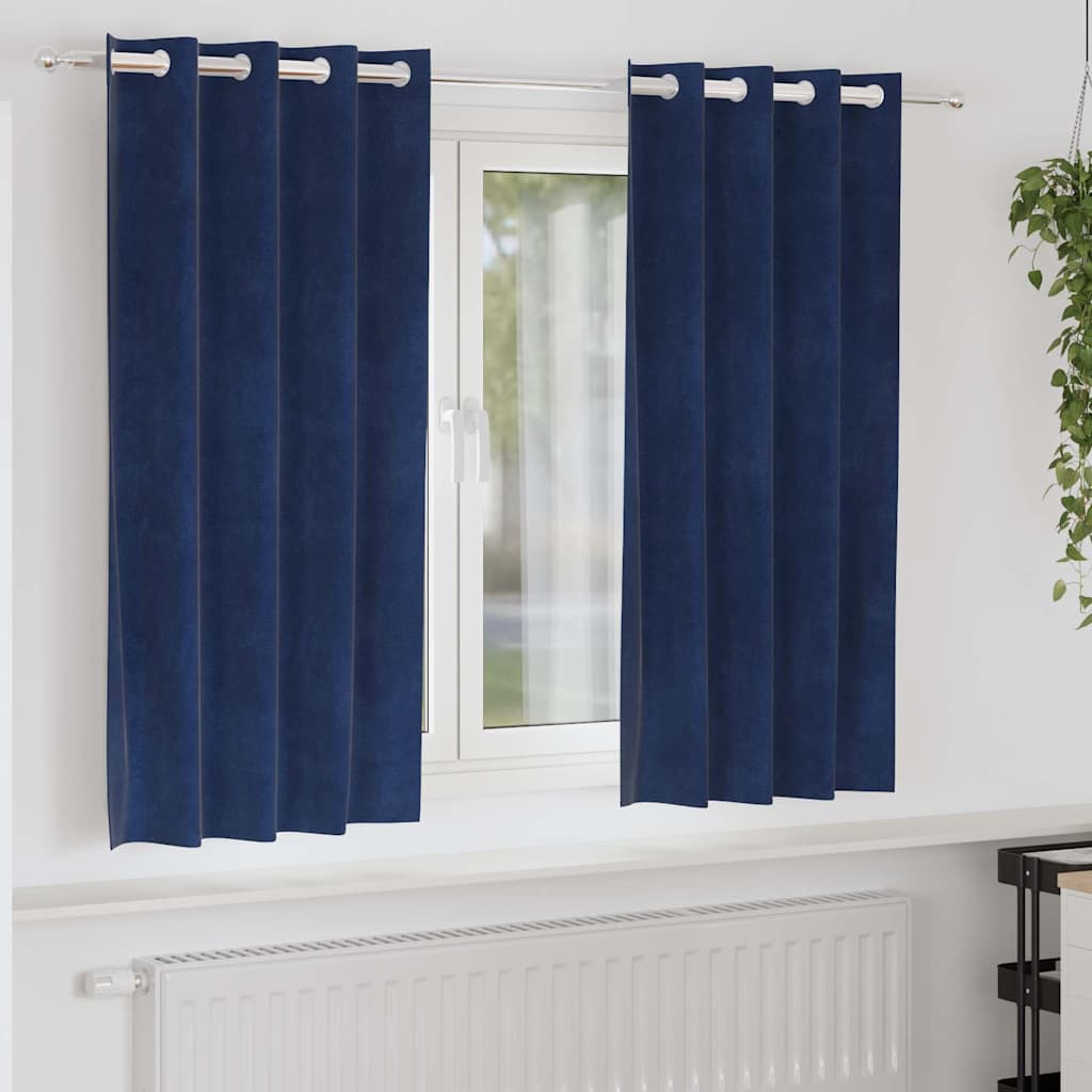 Verdunkelungsvorhänge 2 pcs Dunkelblau 140 x 175 cm Samt
