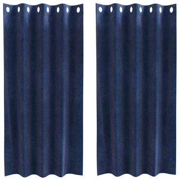 vidaXL Verdunkelungsvorhänge 2 pcs Dunkelblau 140 x 175 cm Samt