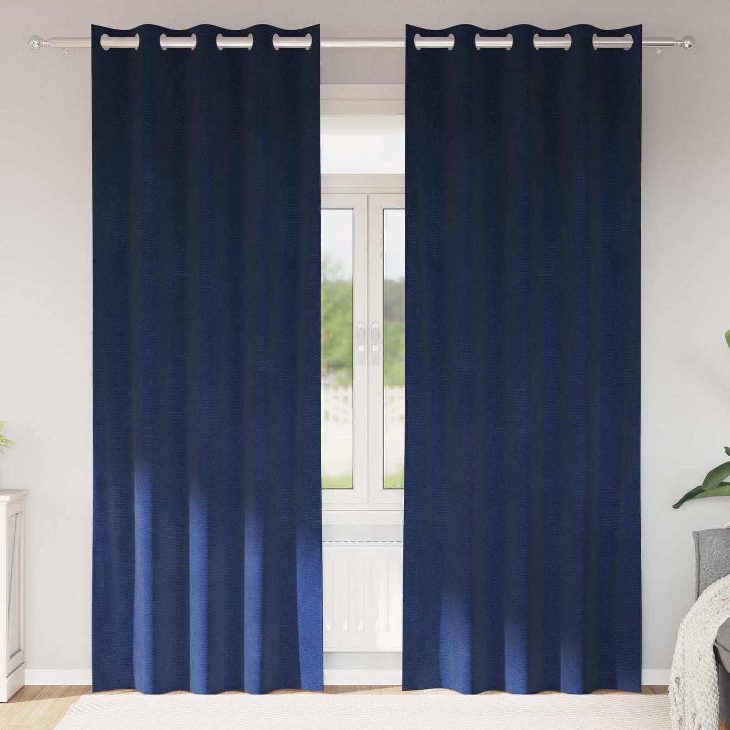 vidaXL Verdunkelungsvorhänge 2 pcs Dunkelblau 140 x 225 cm Samt