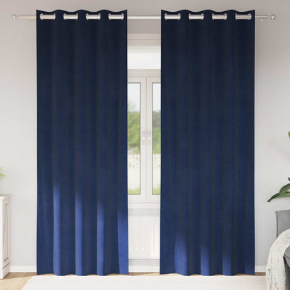 vidaXL Verdunkelungsvorhänge 2 pcs Dunkelblau 140 x 225 cm Samt